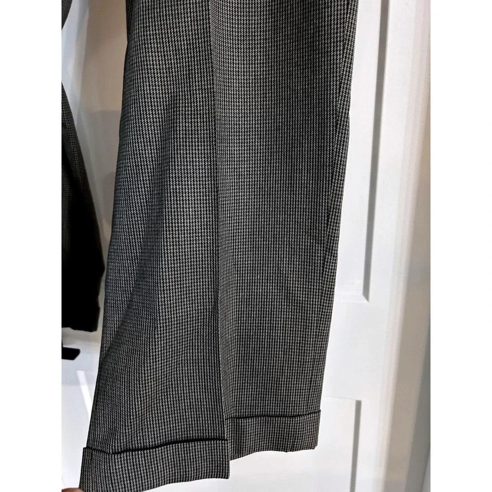 Lauren Ralph Lauren Mens 40x30 Grey Houndstooth Pleated Cuffed Dress‎ Pants